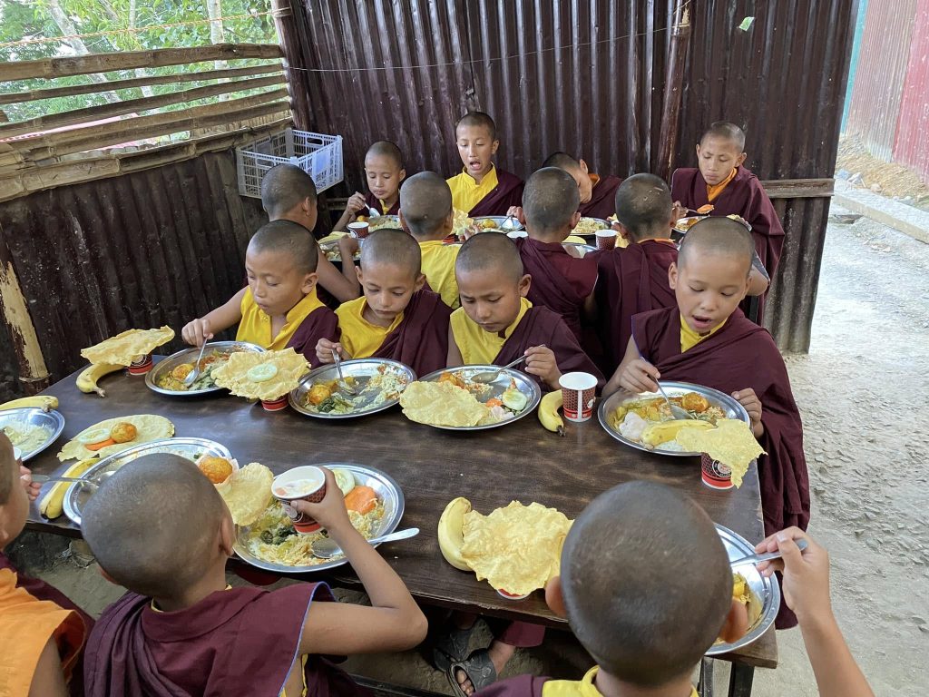 monks eating